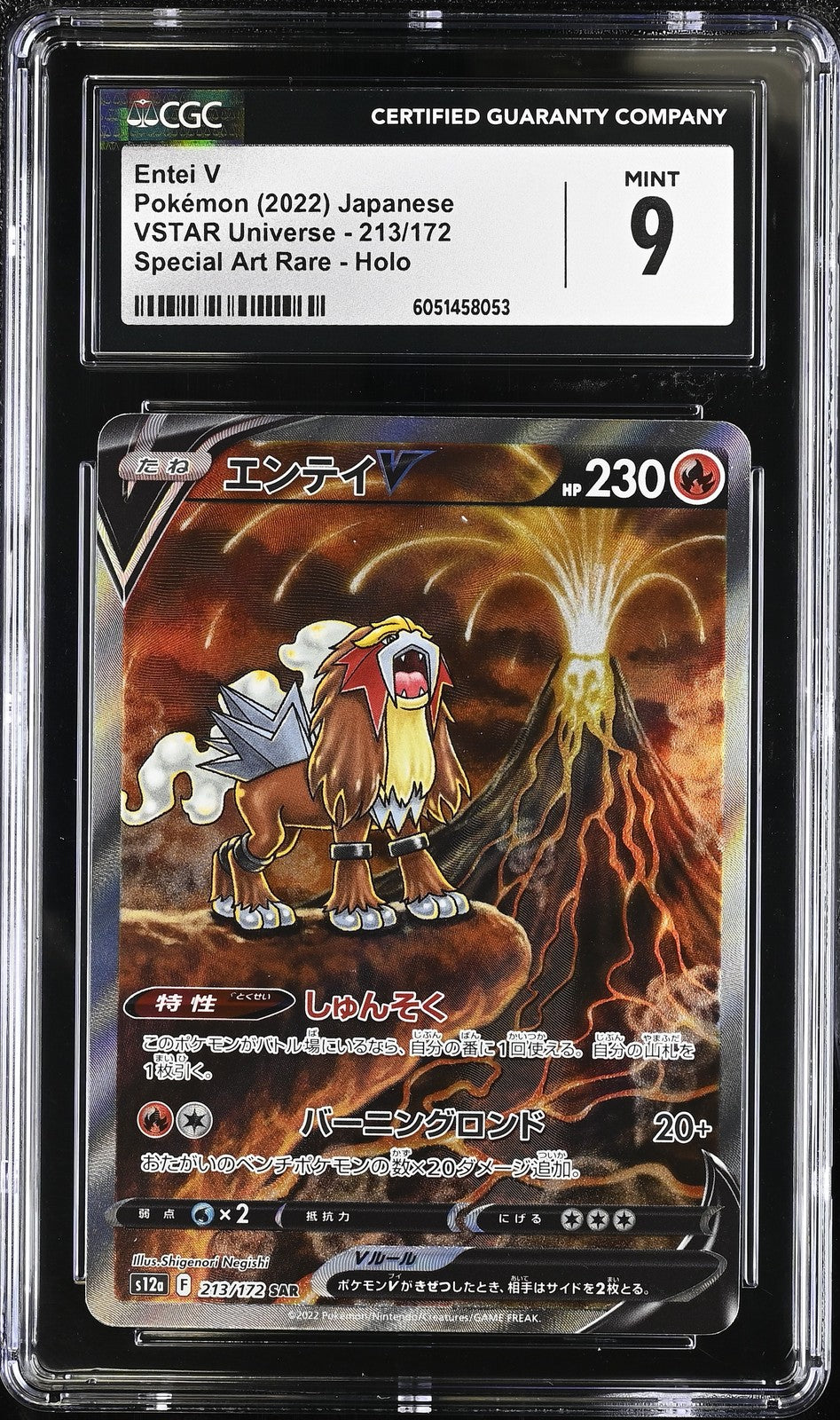 CGC 9 MINT Japanese Pokemon 2022 Entei V 213/172 VSTAR Universe - s12a