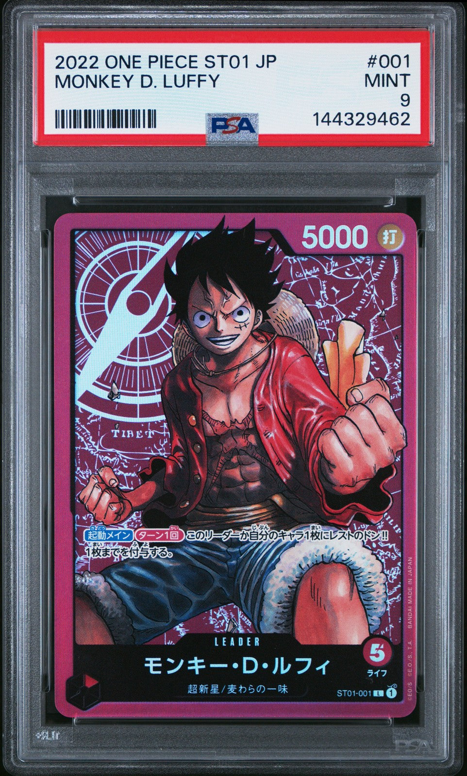 PSA 9 MINT Japanese One Piece 2022 Monkey D. Luffy ST01-001 Straw Hat Crew