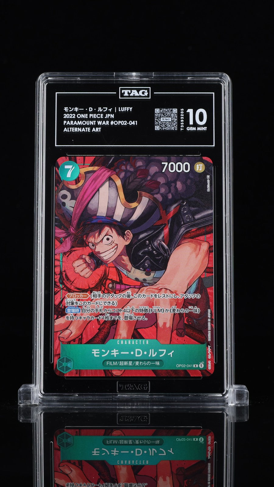 TAG 10 GEM MINT JP One Piece 2022 Monkey D. Luffy OP02-041 Alt Art Parallel