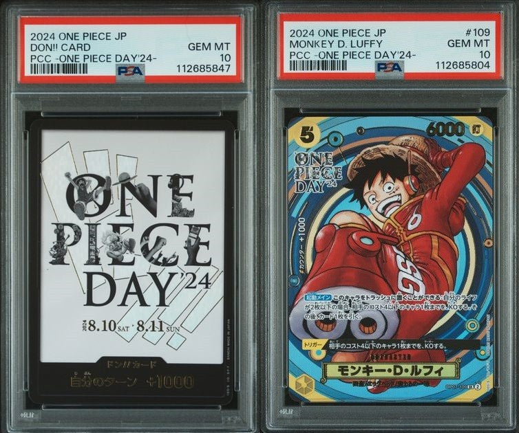 SET 2 PSA 10 GEM JAPANESE 2024 ONE PIECE LUFFY PCC ONE PIECE DAY'24