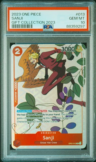 PSA 10 GEM MINT ONE PIECE ENGLISH 2023 SANJI OP01-013 PROMOTION CARD