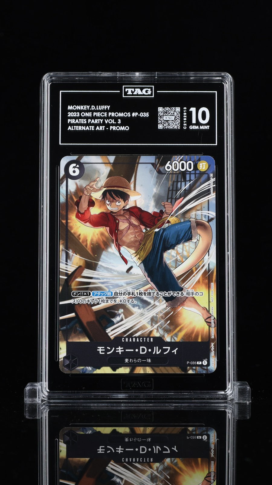 TAG 10 GEM MINT Japanese ONE PIECE 2023 MONKEY D. LUFFY P-035 PROMO MEET EVENT