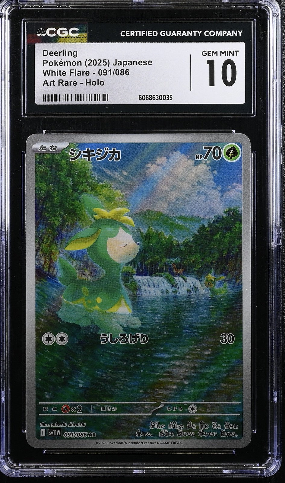 CGC 10 GEM MINT JAPANESE POKEMON 2025 Deerl 091/086 Scarlet & Violet White SV11W