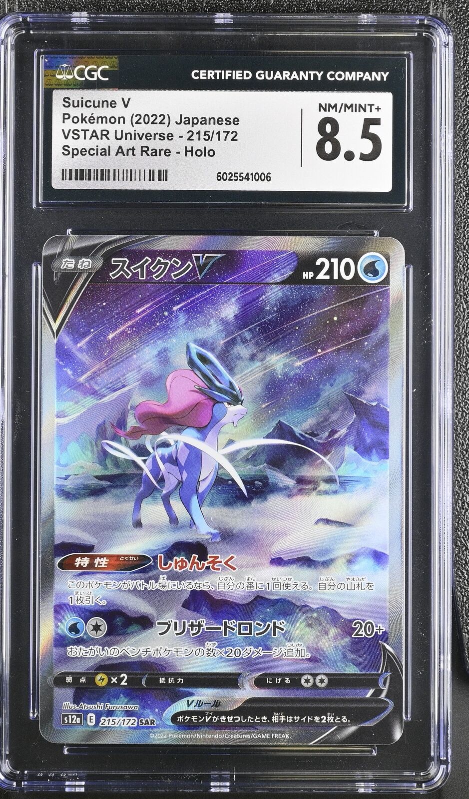 CGC 8.5 NM/MINT+ Japanese Pokemon 2022 Suicune V 215/172 S12a Special Art Rare