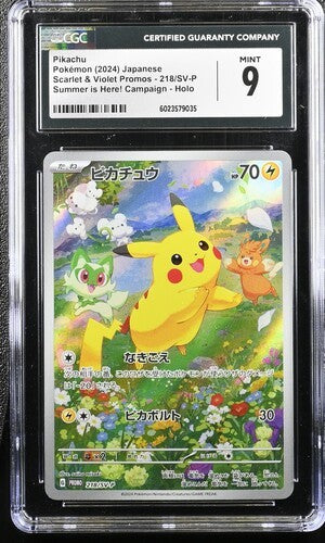 CGC 9 MINT Japanese Pokemon 2024 Pikachu 218/SV-P PROMO Summer Pack