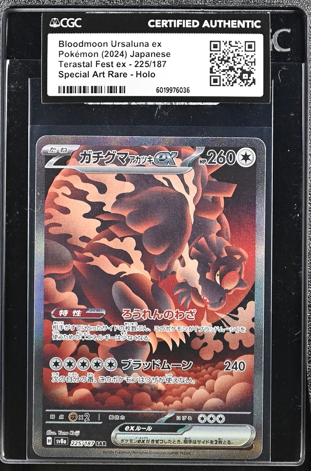 JAPANESE POKEMON BLOODMOON EX 225/187 TERASTAL EX SV8a CGC CERTIFIED AUTHENTIC