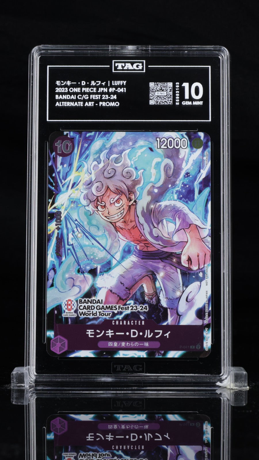 TAG 10 GEM MINT Japanese ONE PIECE 2023 MONKEY D. LUFFY P-041 BANDAI FEST TOUR