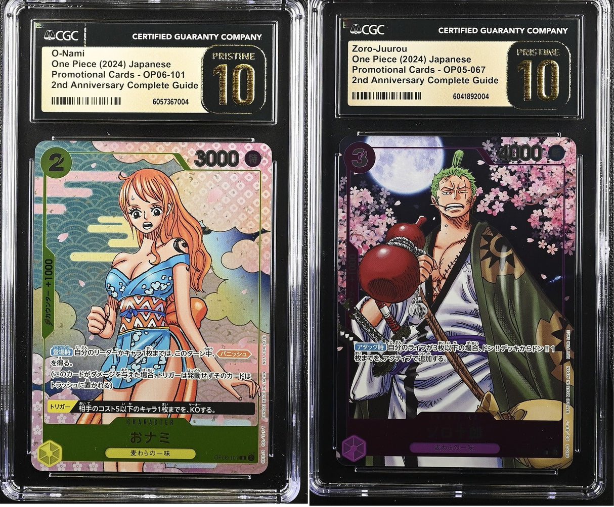 SET 2 CGC 10 PRISTINE Japanese OP 2024 O-NAMI ZORO-JUUROU OP06-101 OP05-067