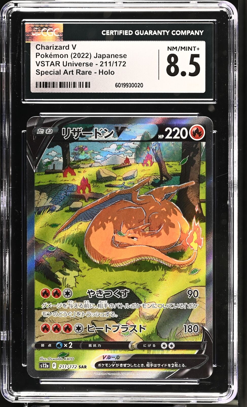 CGC 8.5 NM/MINT+ Japanese Pokemon 2022 Charizard V 211/172 SAR VSTAR S12a