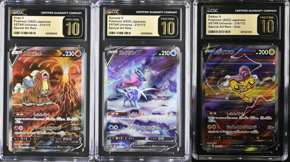 SET 3 CGC 10 PRISTINE Japanese Pokemon 213-218/172 RAIKOU SUICUNE ENTEI S12a