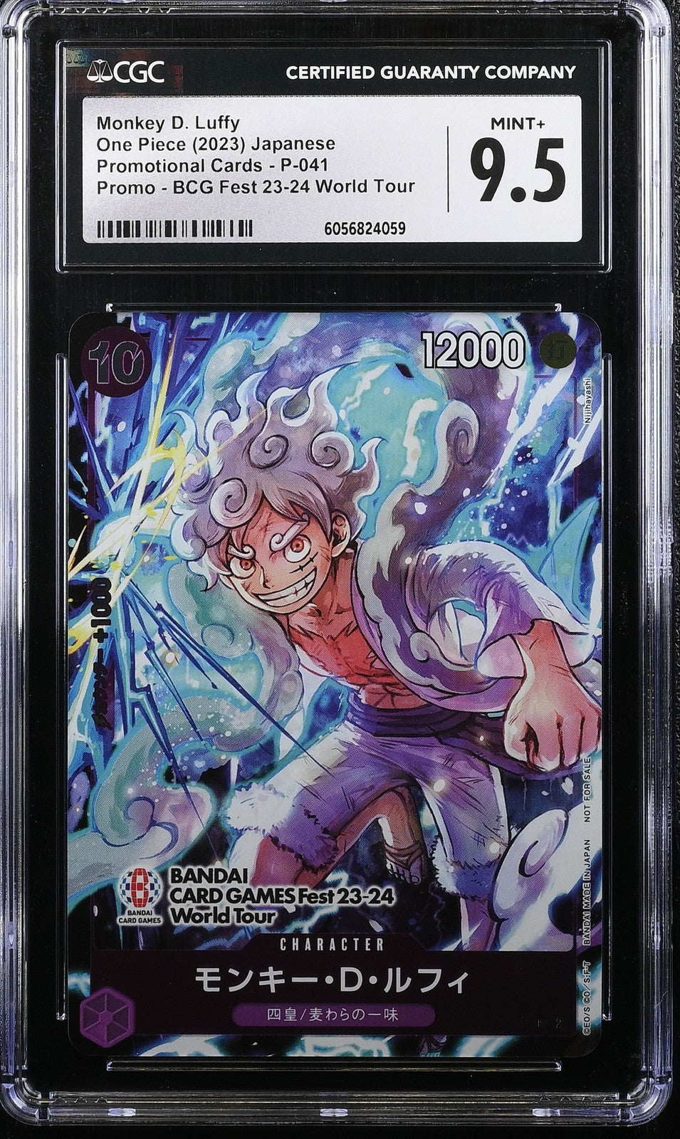 CGC 9.5 MINT+ Japanese ONE PIECE 2023 MONKEY D. LUFFY P-041 BANDAI FEST TOUR