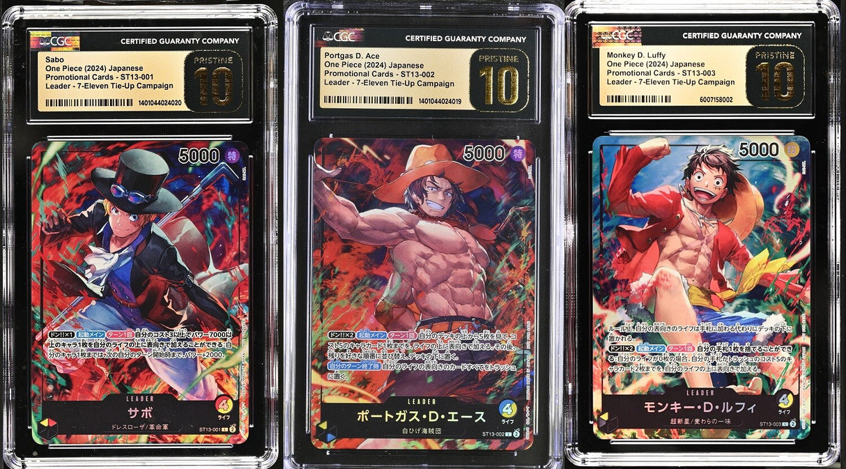 SET 3 CGC 10 PRISTINE Japanese ONE PIECE Sabo Ace Luffy ST13-003 01 002 7-ELEVEN