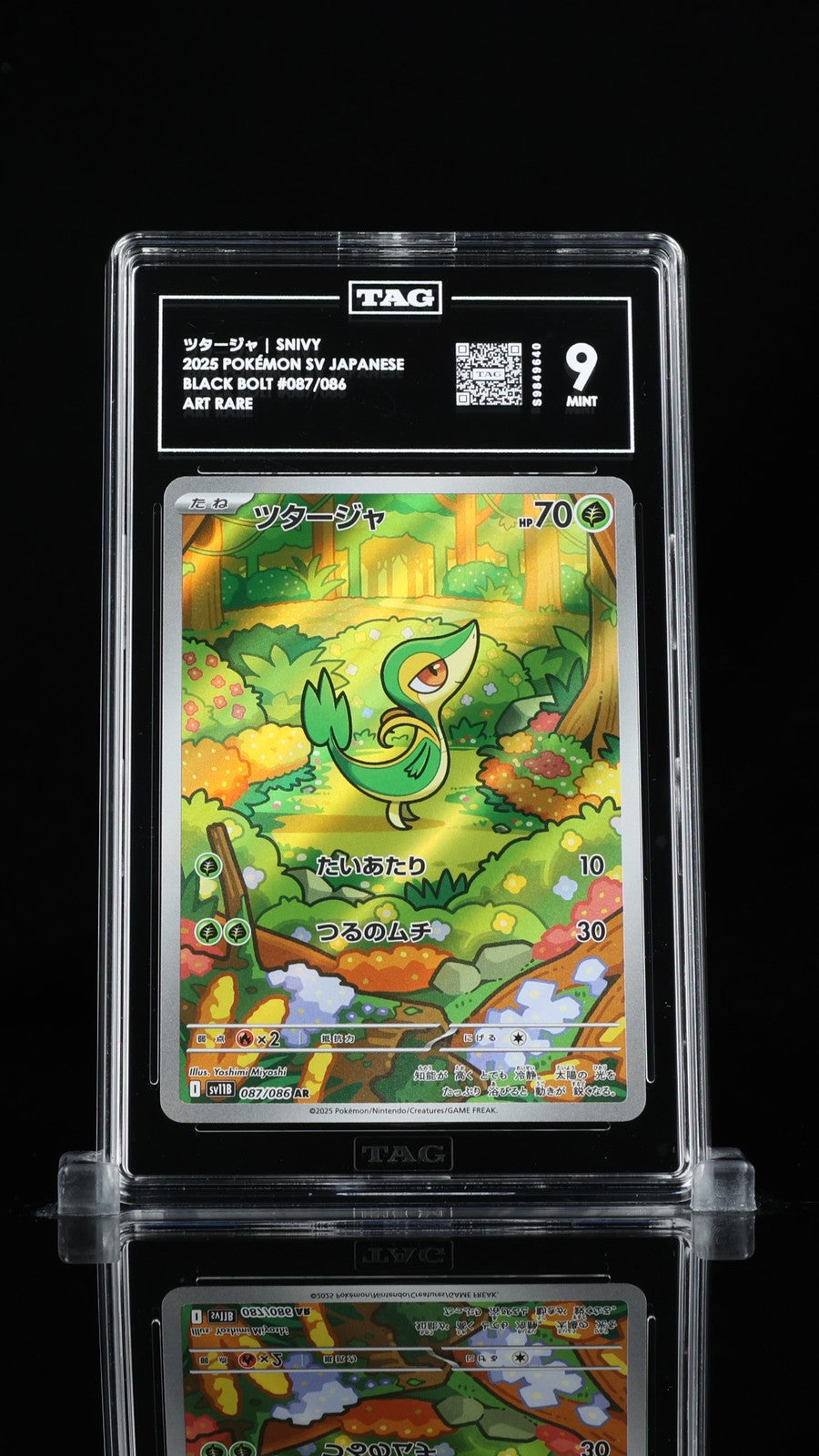 TAG 9 MINT JAPANESE POKEMON 2025 Snivy 087/086 Scarlet Violet Black SV11B