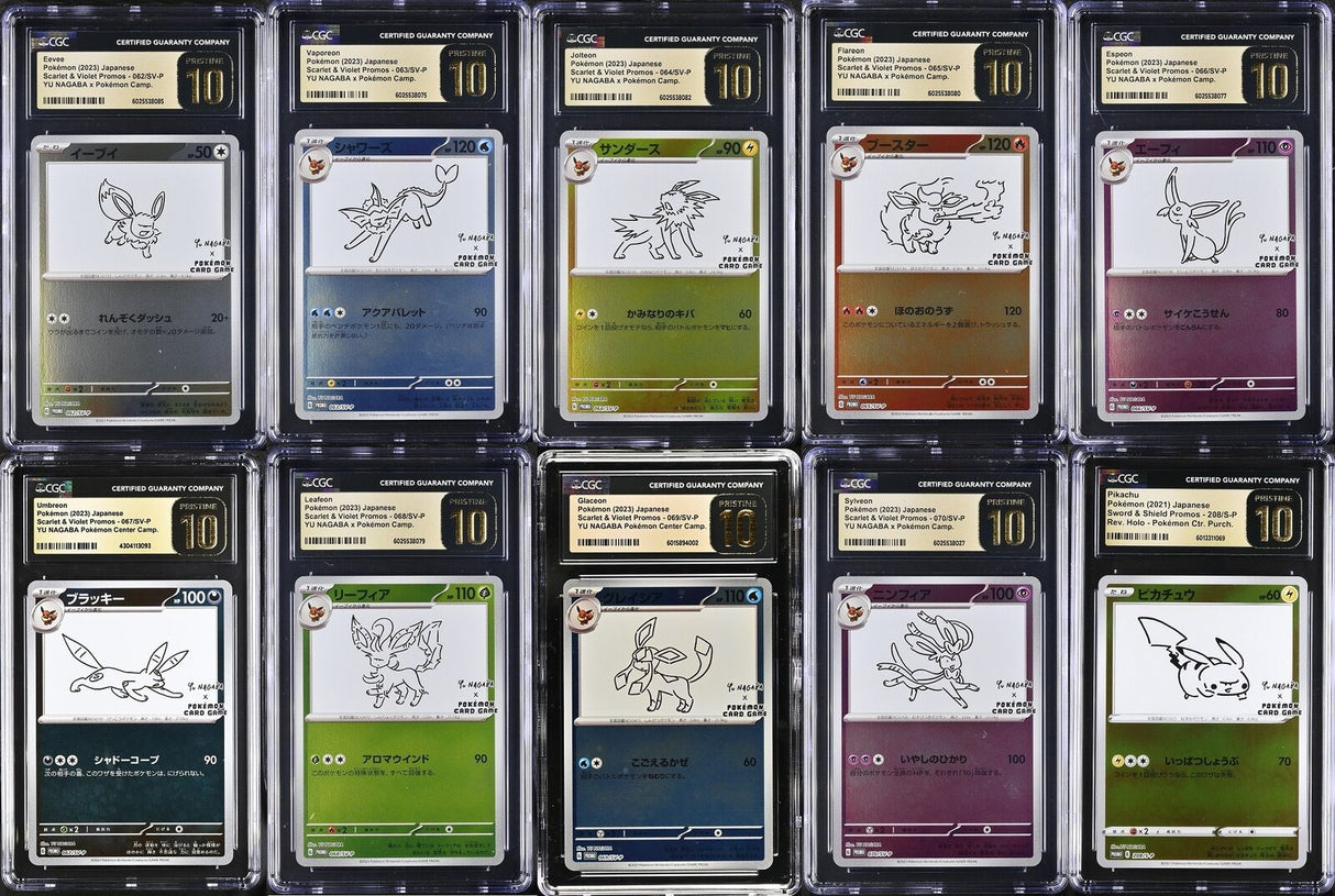 SET 10 CGC 10 PRISTINE JAPANESE POKEMON YU NAGABA & PIKACHU 062-070/SV-P 208/S-P