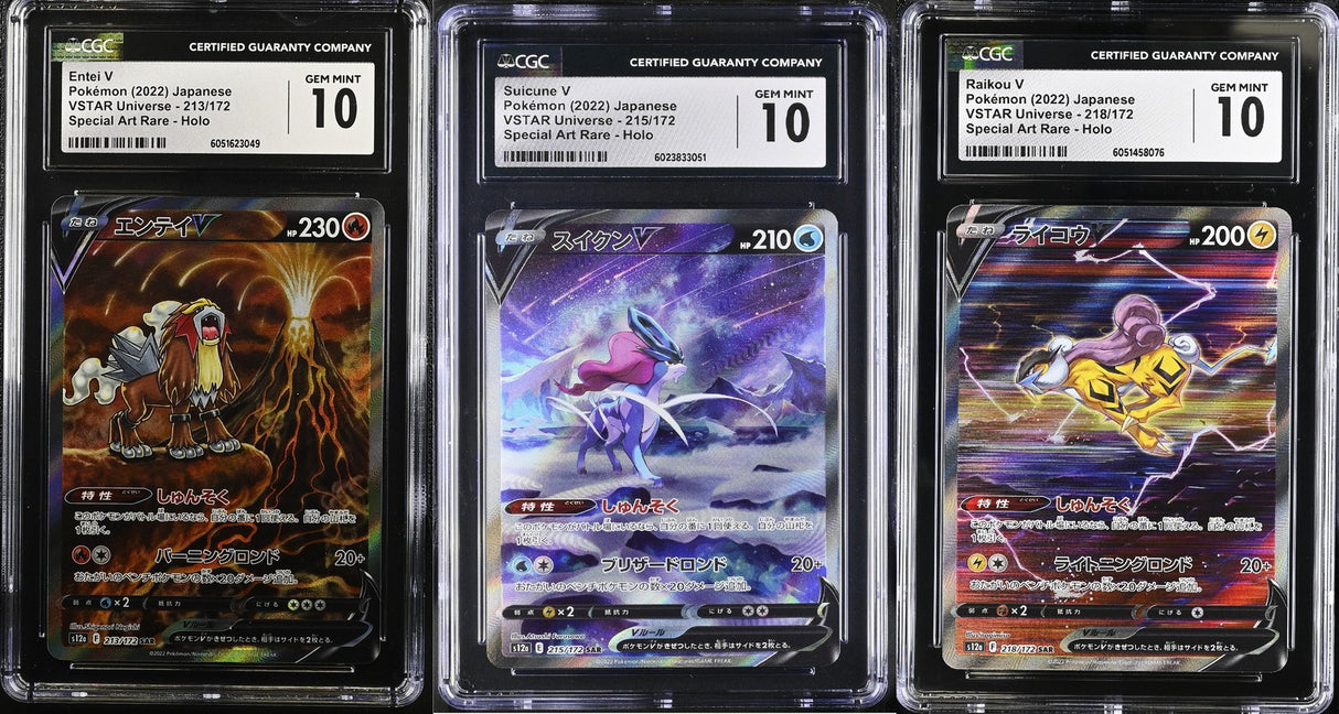 SET 3 CGC 10 GEM MINT Japanese Pokemon 213-218/172 RAIKOU SUICUNE ENTEI S12a
