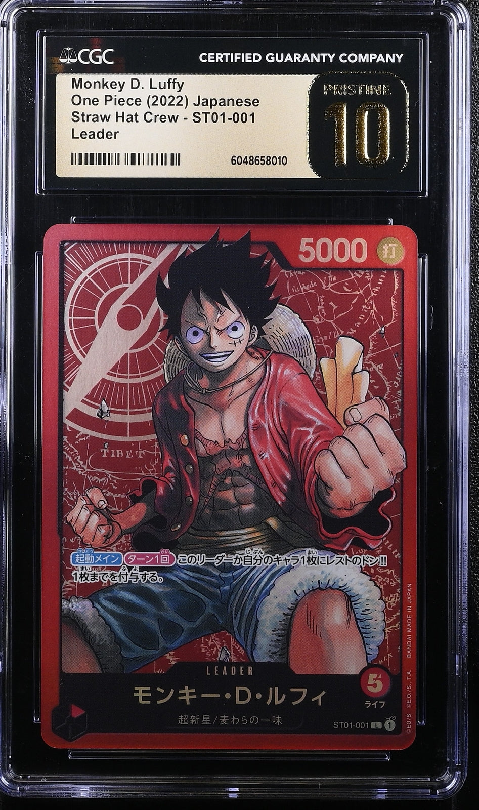 CGC 10 PRISTINE Japanese One Piece 2022 Monkey D. Luffy ST01-001 Straw Hat Crew