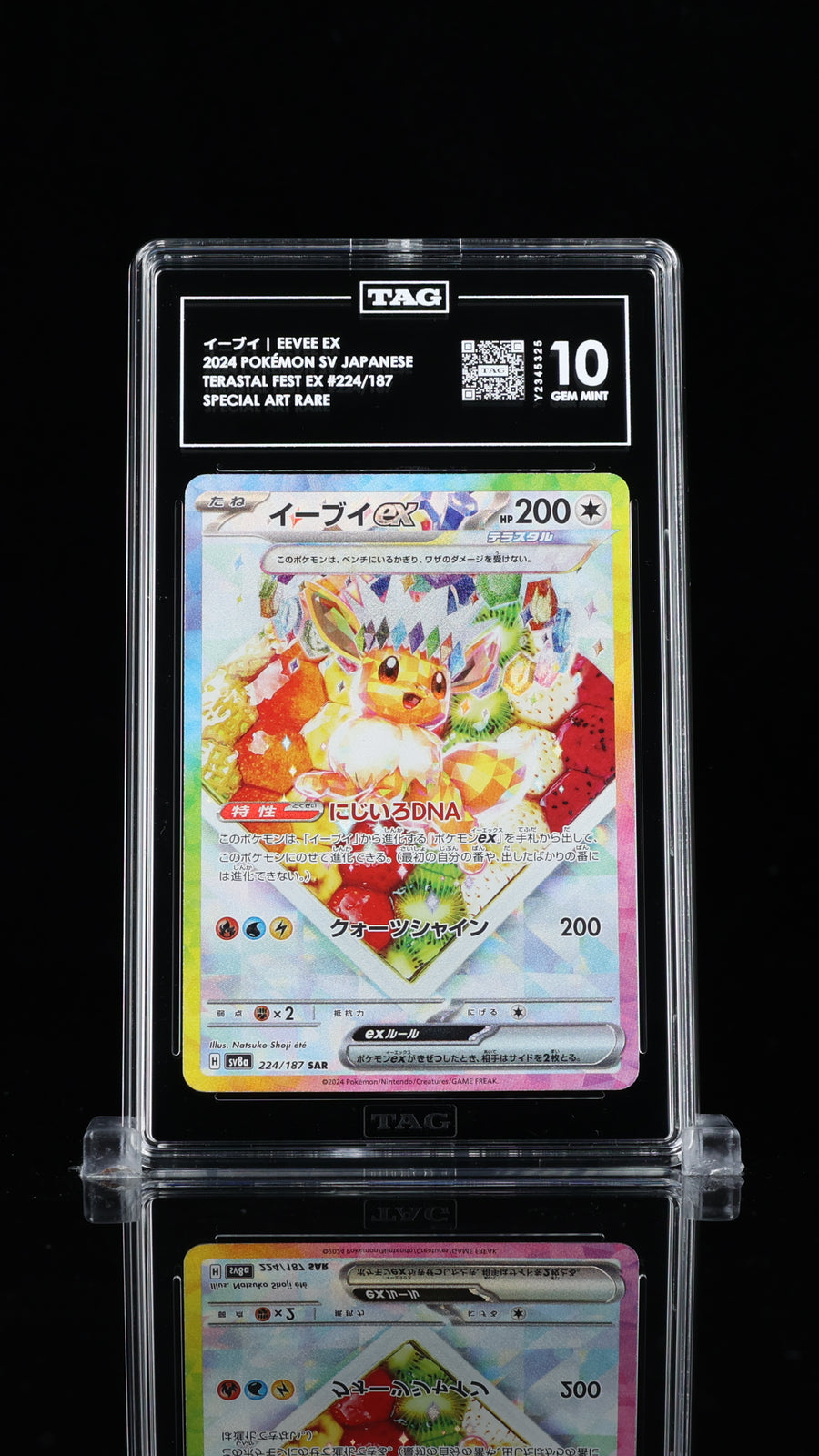 TAG 10 GEM MINT JAPANESE POKEMON 2024 EEVEE EX 224/187 TERASTAL FESTIVAL SV8a