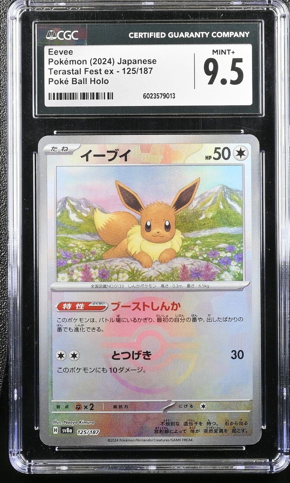 CGC 9.5 MINT+ JAPANESE POKEMON 2024 EEVEE 125/187 REVERSE Terastal Fest SV8a