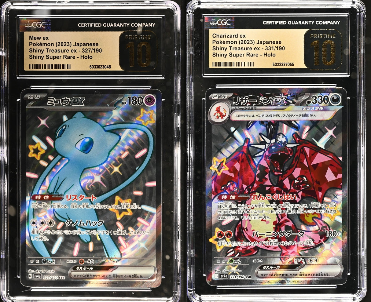 SET 2 CGC 10 PRISTINE Japanese Pokemon Charizard & Mew Ex 327/190 331/190 SV4a