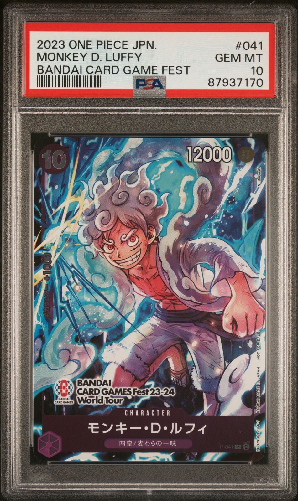 PSA 10 GEM MINT JAPANESE ONE PICE 2023 MONKEY D. LUFFY P-041 BANDAI CARD GAME