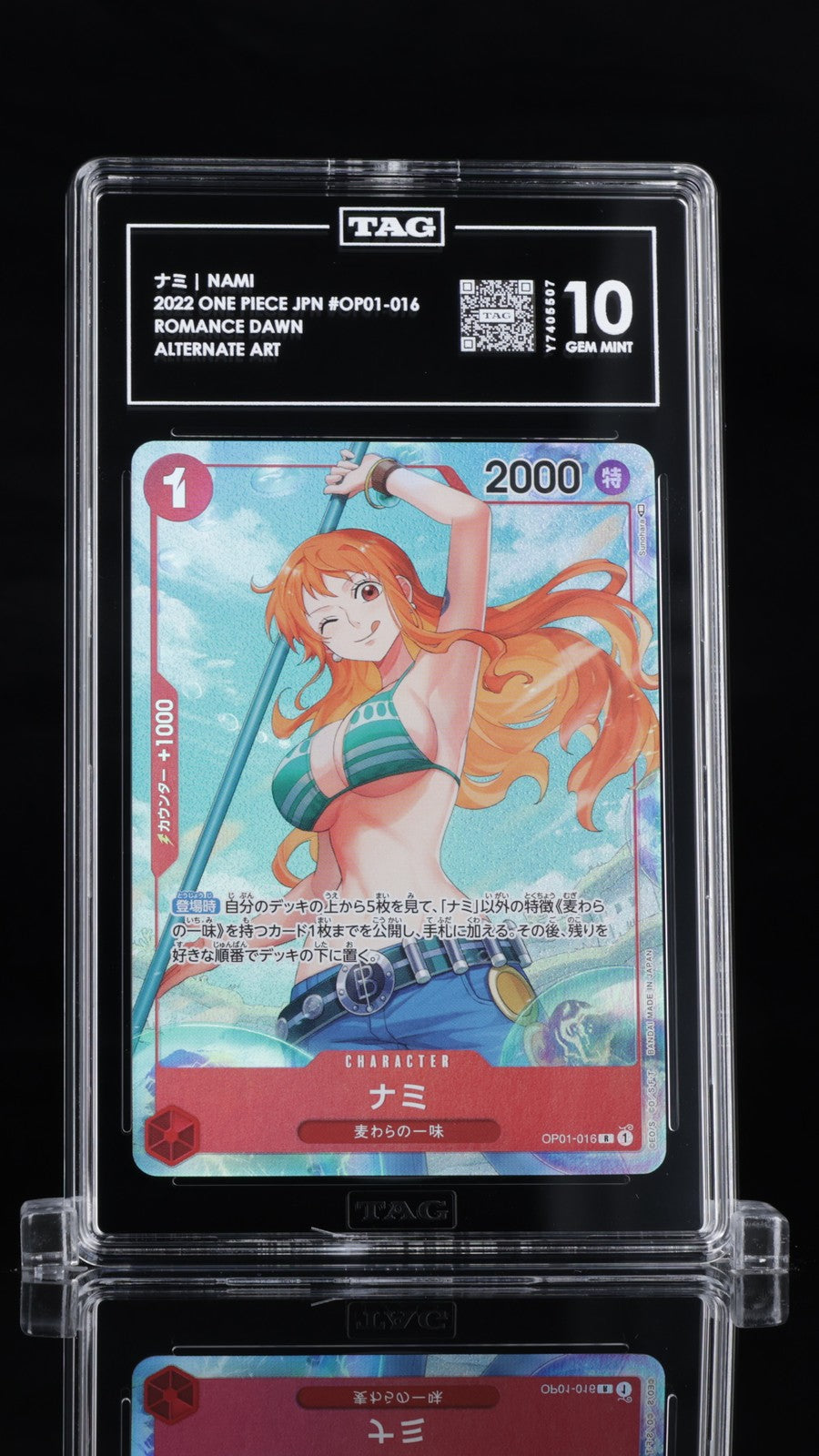 TAG 10 GEM MINT JAPANESE ONE PIECE 2022 NAMI OP01-016 ALT ART