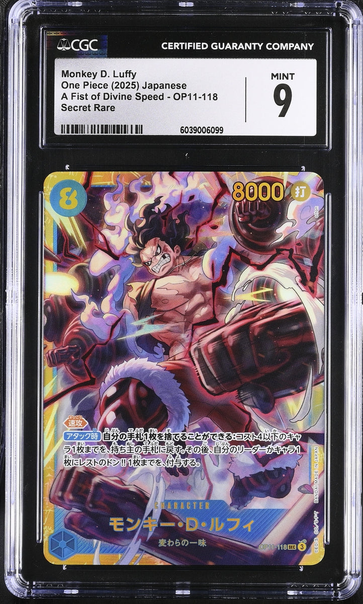 CGC 9 MINT Japanese One Piece 2025 Monkey D. Luffy OP11-118 A Fist of –  PKMhobby