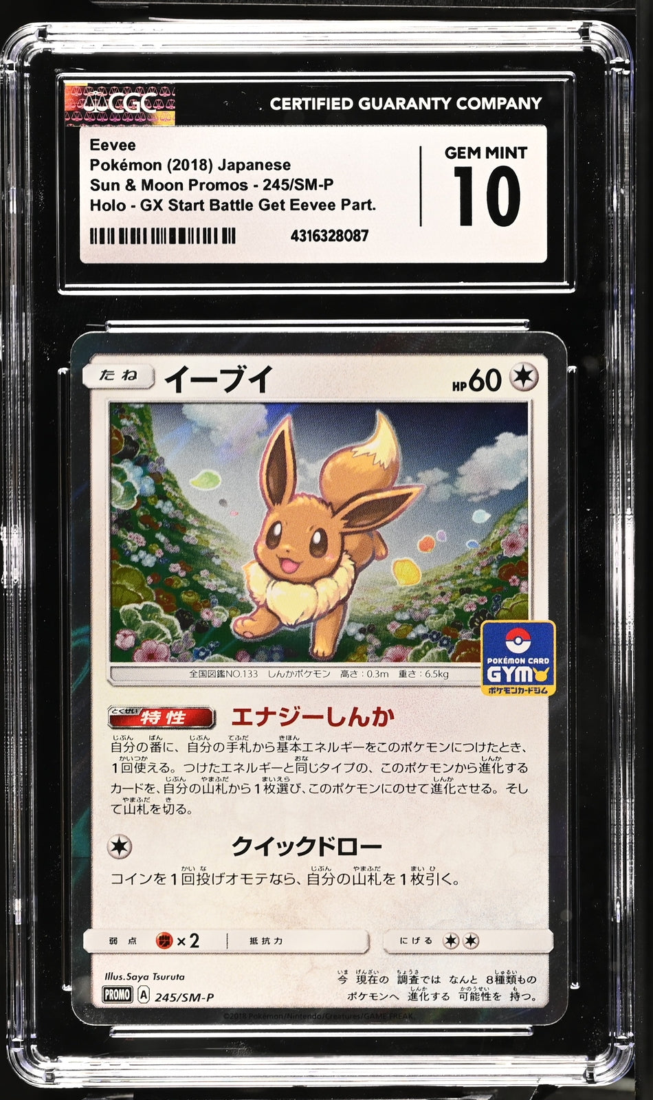 CGC 10 GEM MINT Japanese Pokemon 2018 Eevee 245/SM-P Sun & Moon PROMO