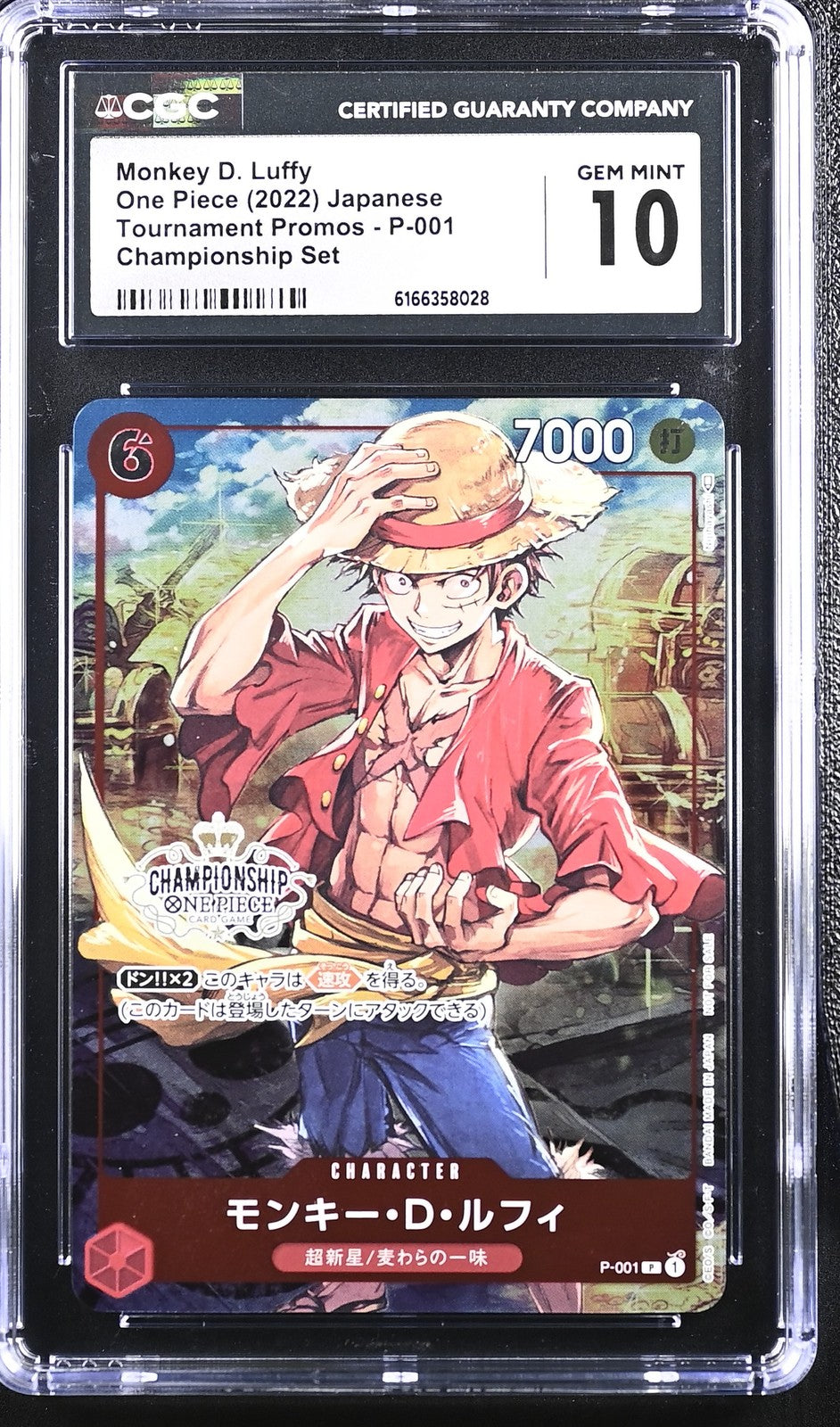 CGC 10 GEM MINT One Piece 2022 Monkey D. Luffy P-001 Tournament Promos Champions