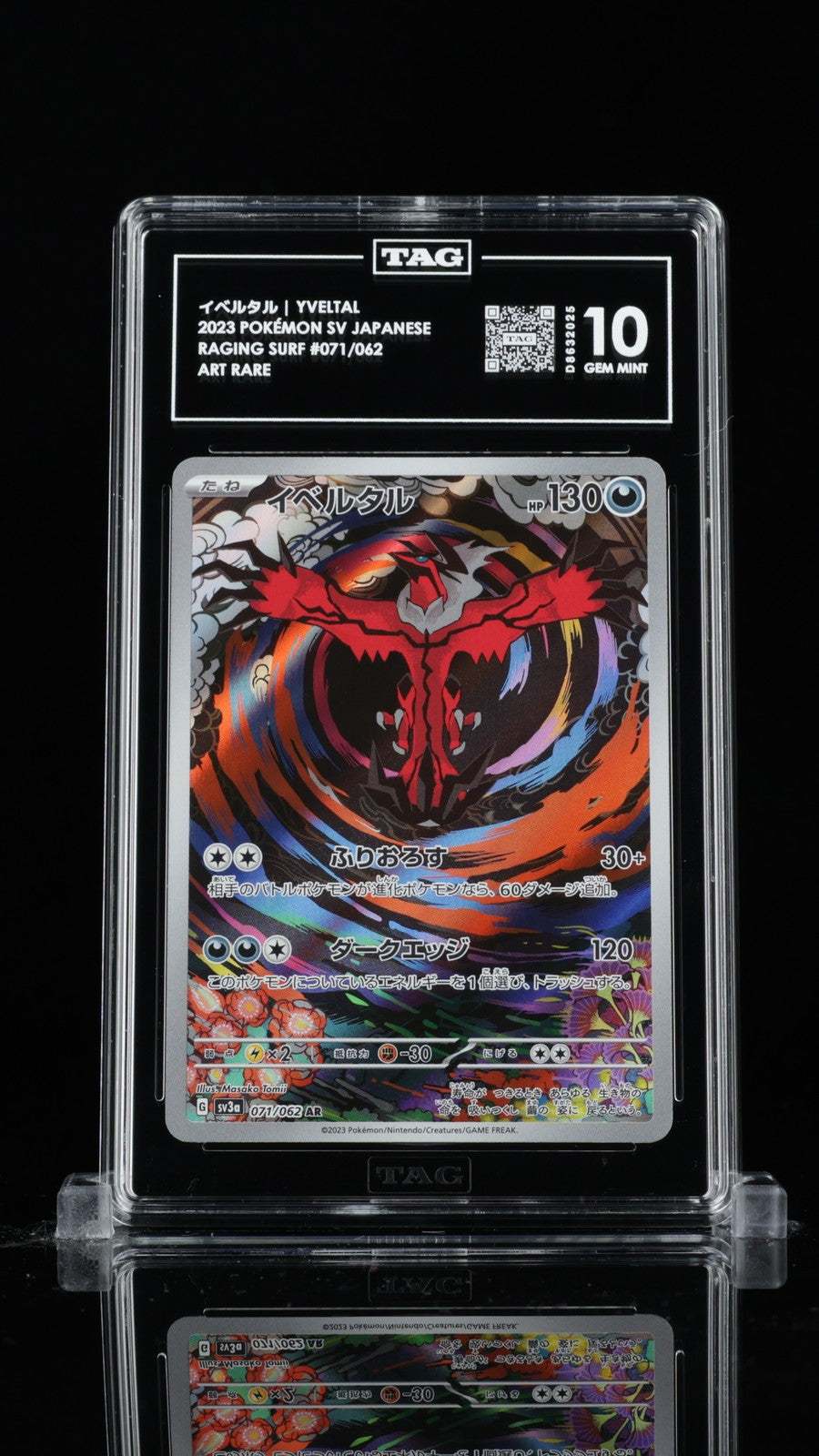 TAG 10 GEM MINT Japanese Pokemon 2023 Yveltal 071/062 Raging Surf Sv3a