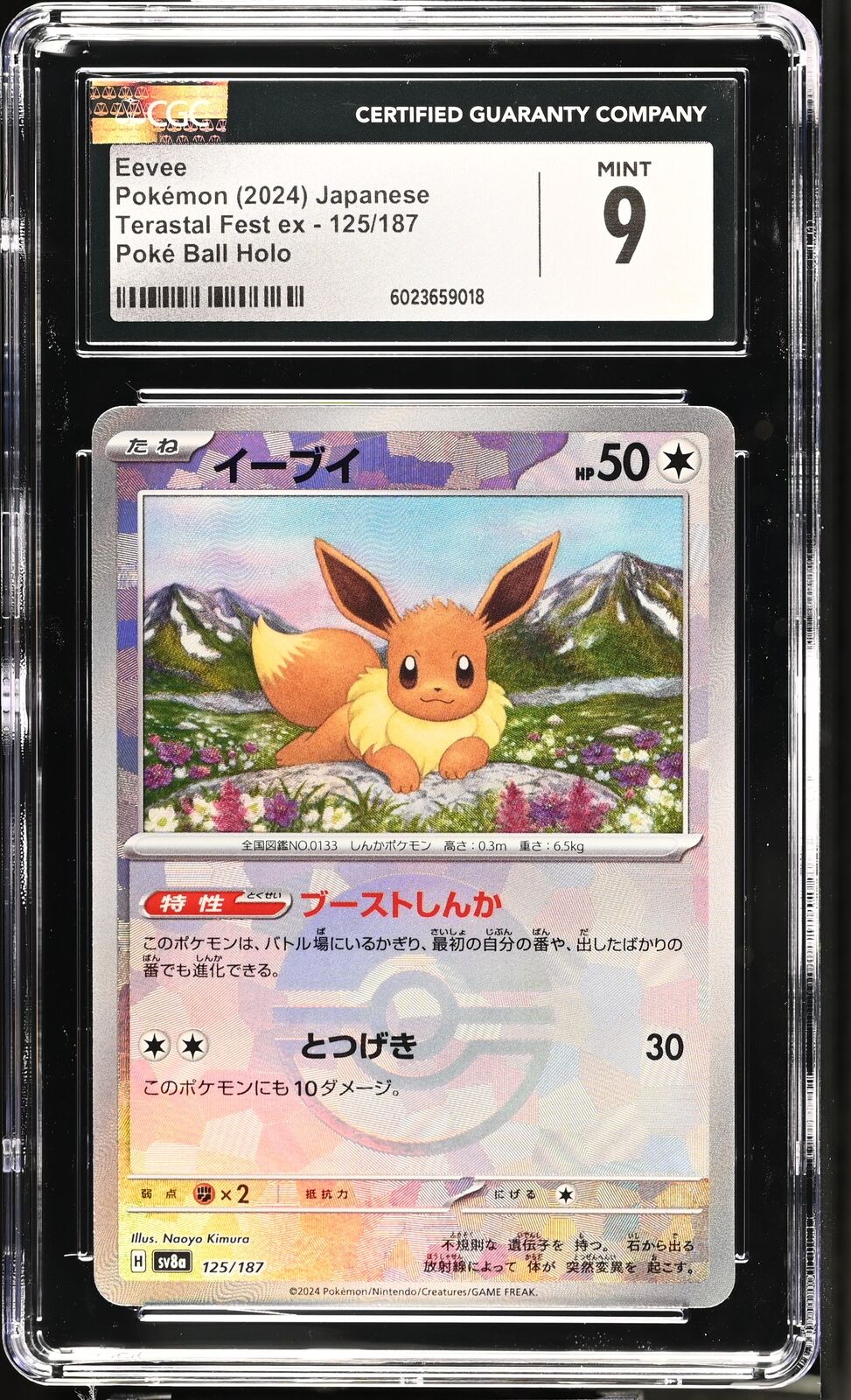 CGC 9 MINT JAPANESE POKEMON 2024 EEVEE 125/187 REVERSE Terastal Fest SV8a