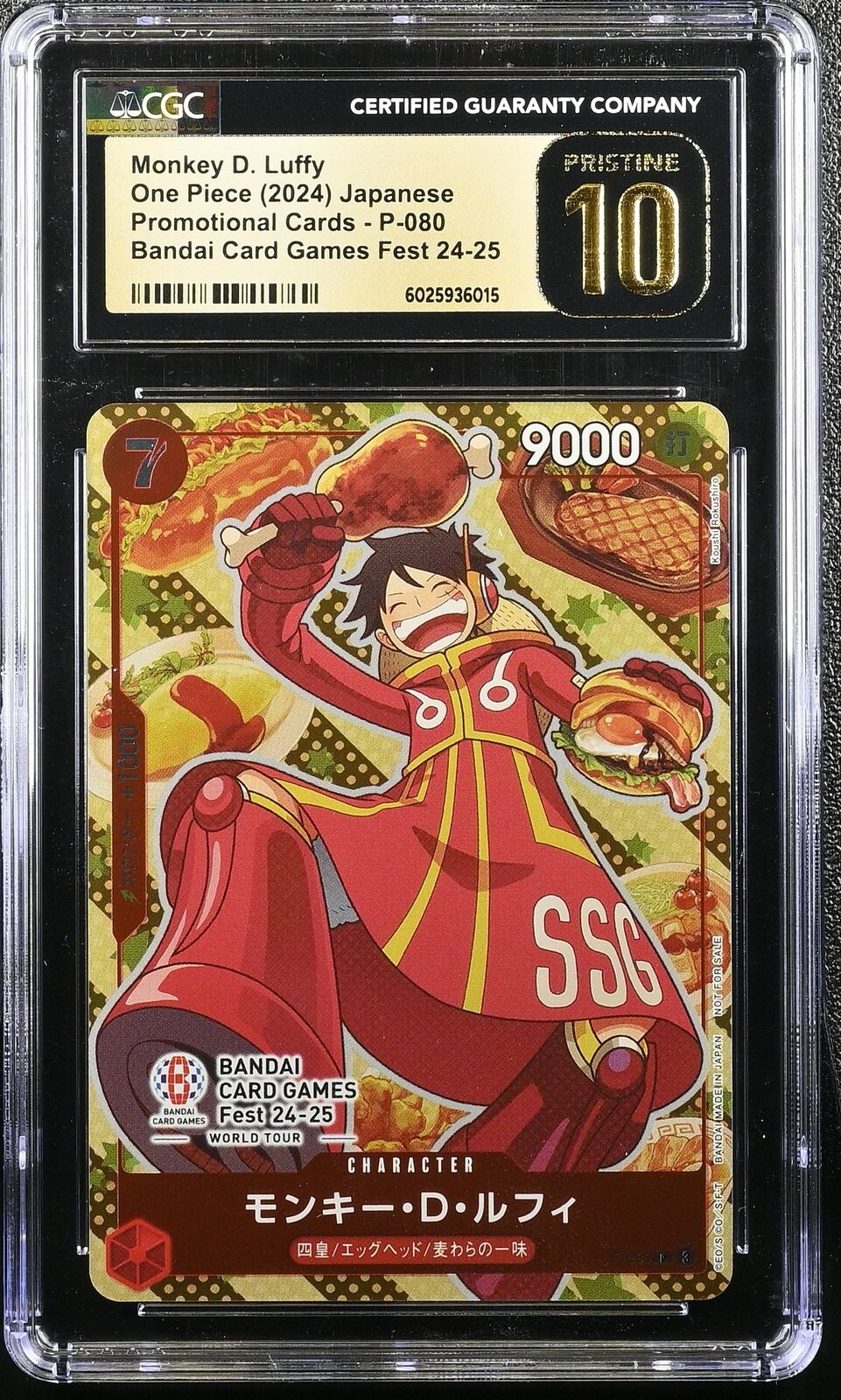 CGC 10 PRISTINE Japanese One Piece 2024 MONKEY D. LUFFY P-080 BANDAI CARD GAMES