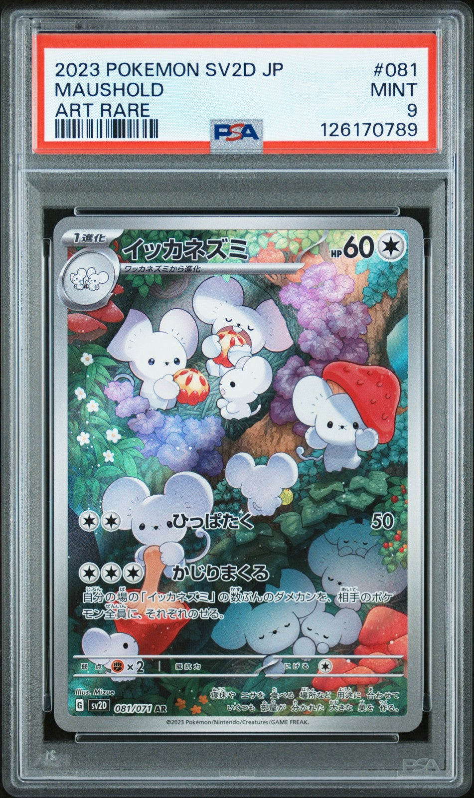 PSA 9 MINT Japanese Pokemon 2023 Maushold 081/071 AR Clay Burst Sv2D
