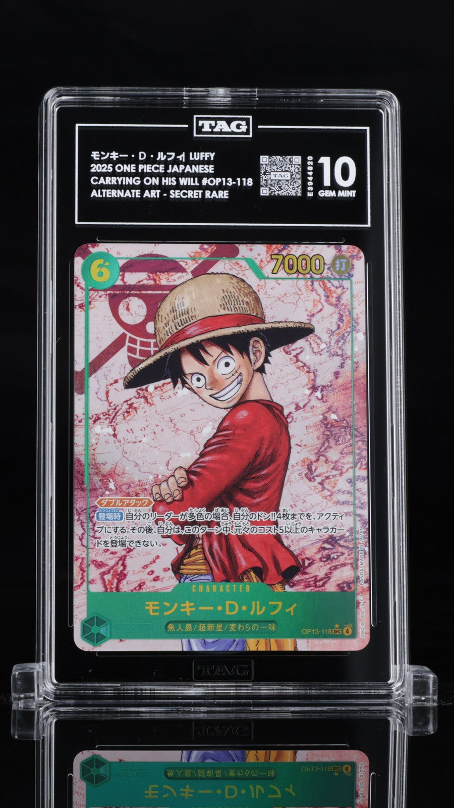 TAG 10 GEM MINT Japanese One Piece 2025 Monkey D. Luffy OP13-118 Alt Art
