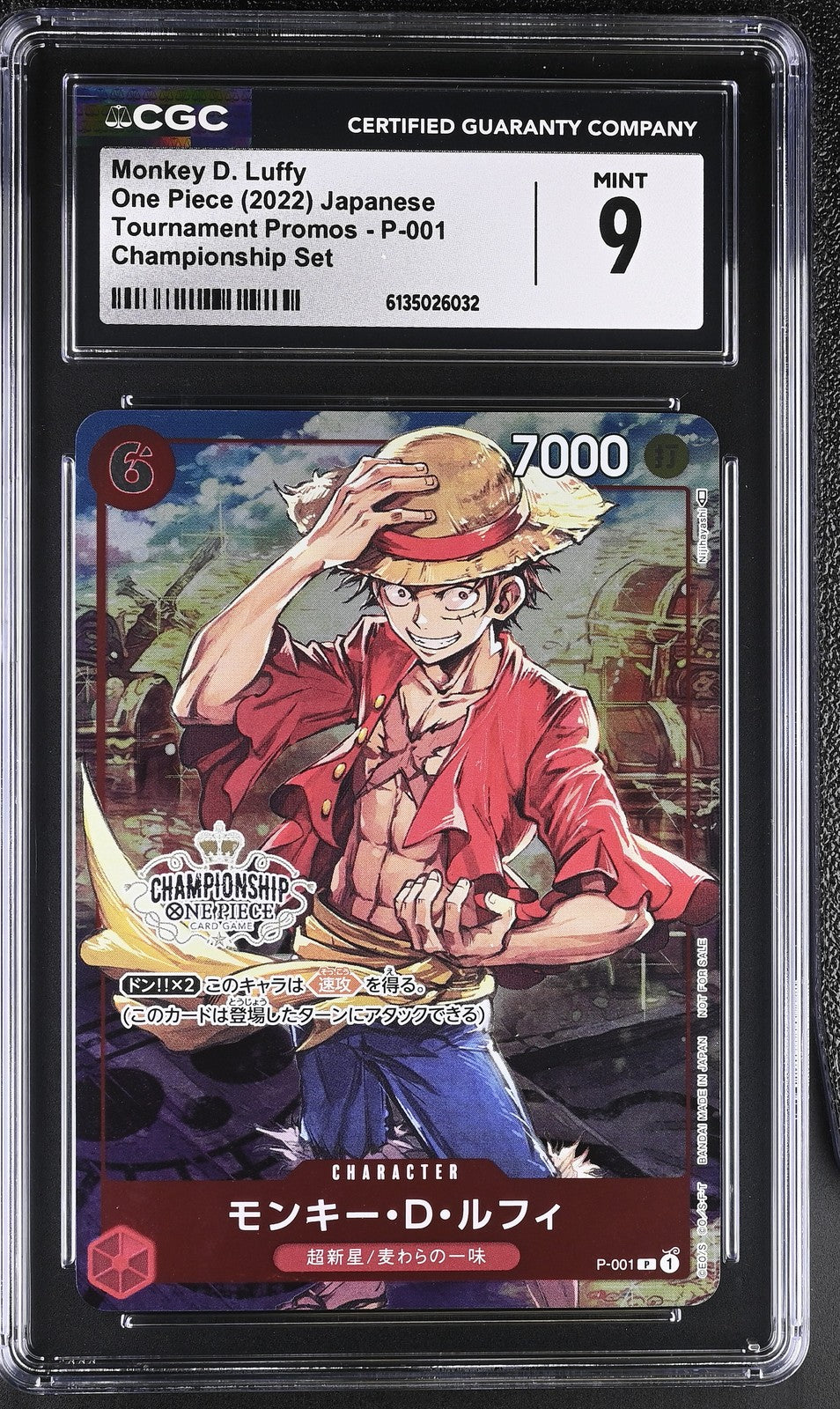 CGC 9 MINT One Piece 2022 Monkey D. Luffy P-001 Tournament Promos Champions