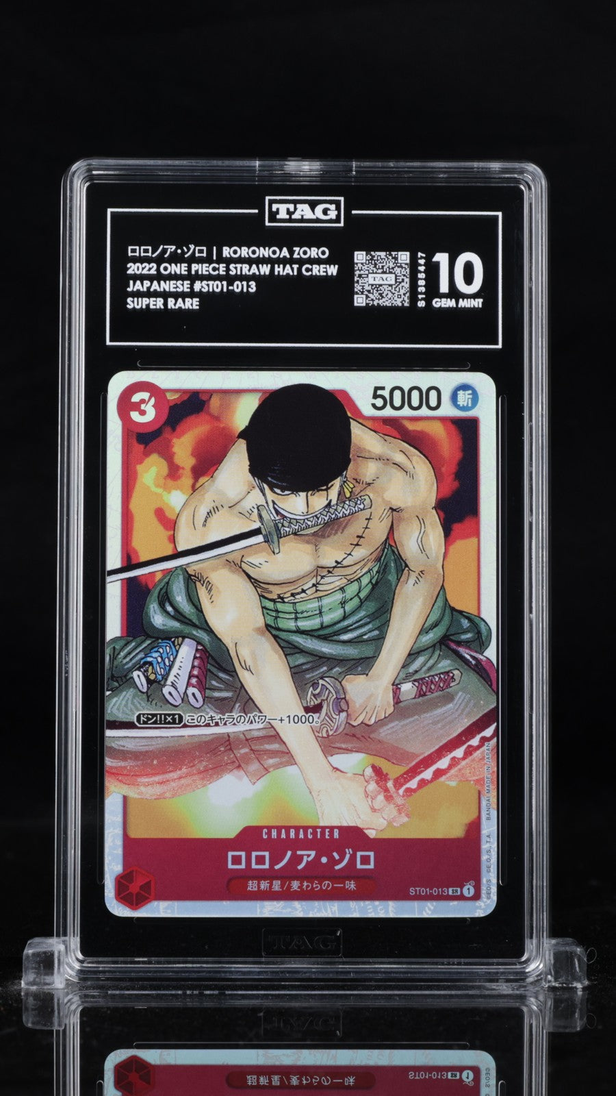 TAG 10 GEM MINT JAPANESE ONE PIECE 2022 Roronoa Zoro ST01-013