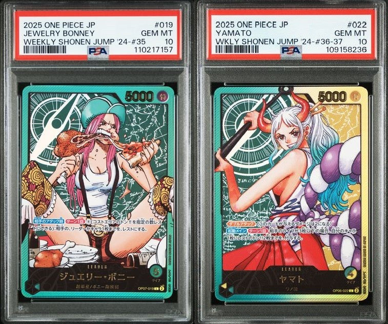 SET 2 PSA 10 GEM JAPANESE ONE PIECE YAMATO & JEWELRY BONNEY OP07-019 OP06-022