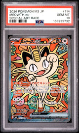 PSA 10 GEM MINT JAPANESE POKEMON 2026 MEOWTH EX 114/080 NULLIFYING ZERO M3