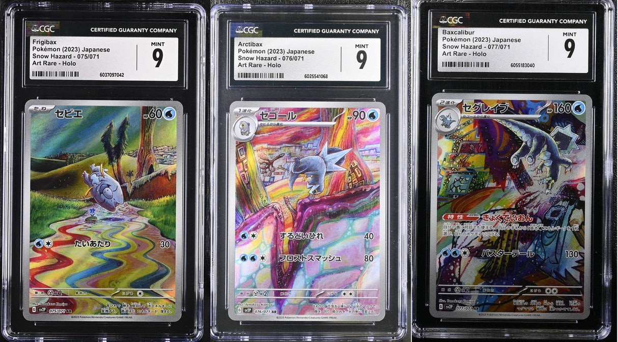 SET 3 CGC 9 MINT JAPANESE Pokemon Frigibax Arctibax Baxcalibur 077/071 SV2P