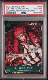 PSA 10 GEM MINT Japanese One Piece 2023 Eustass "Captain" Kid P-003 Championship