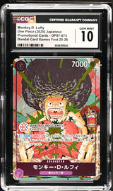 CGC 10 GEM MINT Japanese One Piece 2025 Monkey D. Luffy OP07-073 Card Games Fest
