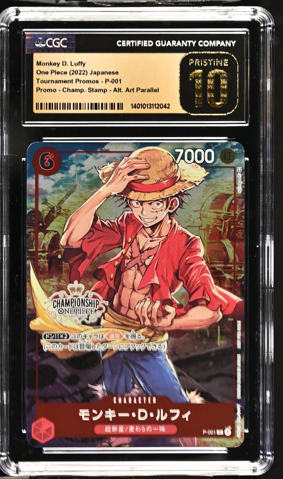 CGC 10 PRISTINE One Piece 2022 Monkey D. Luffy P-001 Tournament Promos Champions