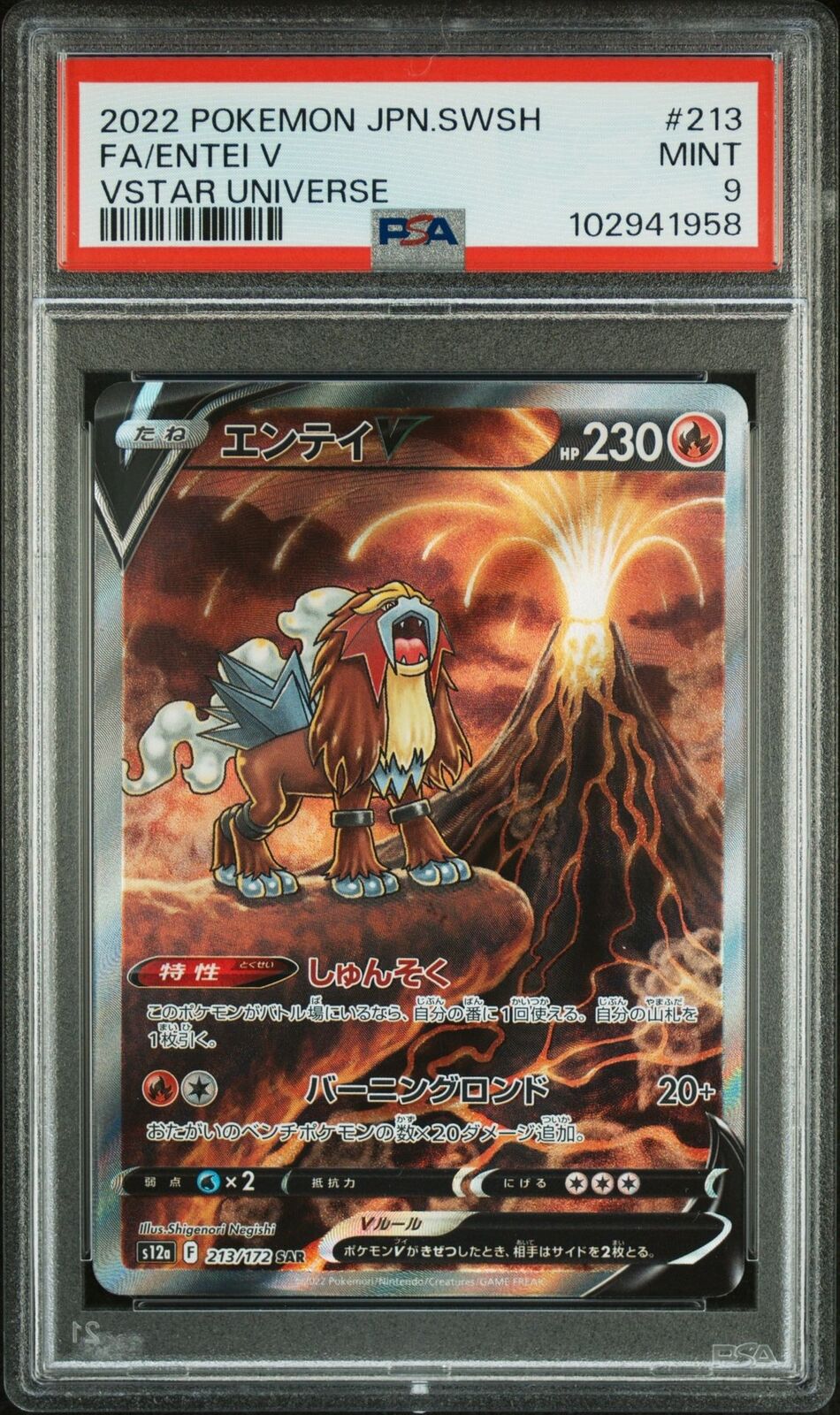 PSA 9 MINT JAPANESE POKEMON 2022 ENTEI V 213/172 VSTAR UNIVERSE s12a