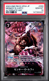 PSA 10 GEM MINT Japanese One Piece 2023 Monkey D. Luffy OP04-090 ALT ART