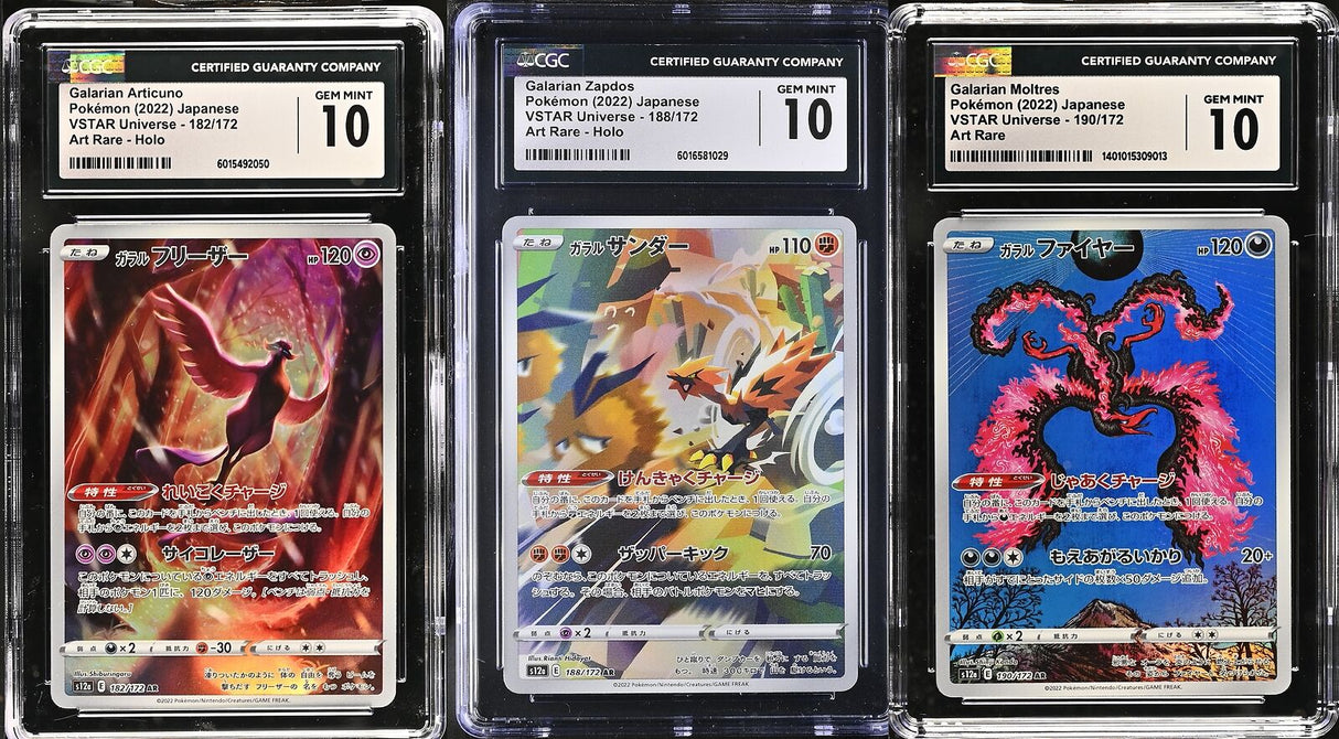 SET 3 CGC 10 Japanese Pokemon 182-190/172 Galarian Articuno Zapdos Moltres S12a