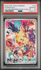 PSA 10 GEM MINT THAI LANGUAGE POKEMON 2022 PIKACHU 144/S-P VSTAR Univ S12a PROMO