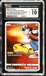 CGC 10 GEM MINT Japanese Pokemon 2018 Red's Pikachu 270/SM-P Sun & Moon PROMO