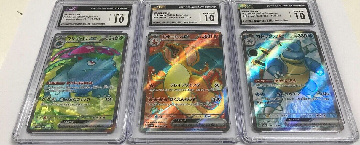 SET 3 CGC 10 Sv2a Japanese Pokemon R.Charizard Venusaur Blastoise 184-186/165