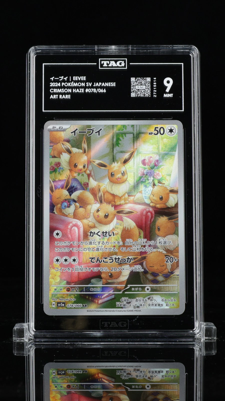 TAG 9 MINT Japanese Pokemon 2024 EEVEE 078/066 SV5a ART RARE