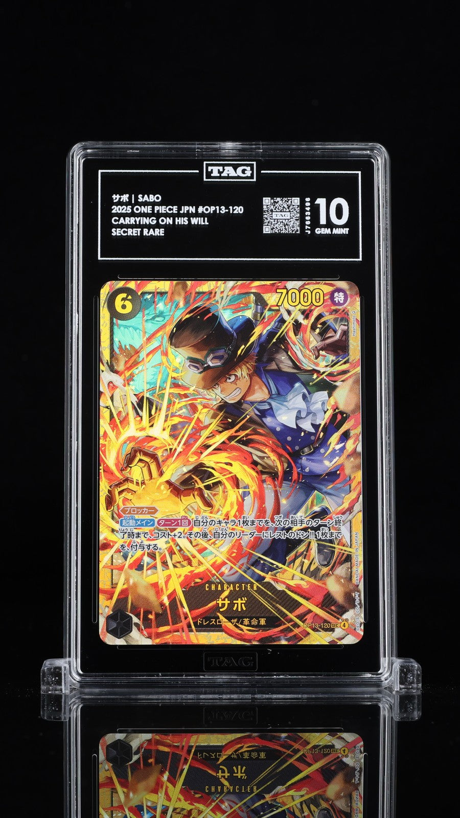 TAG 10 GEM MINT JAPANESE ONE PIECE 2025 Sabo OP13-120 Carrying on His Will