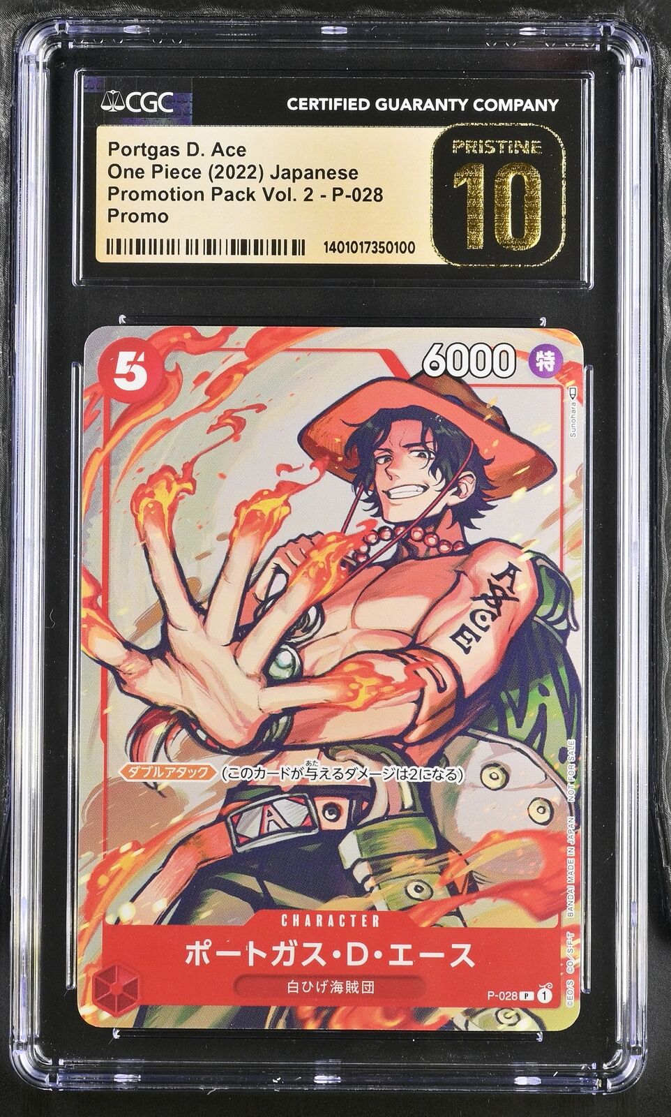 CGC 10 PRISTINE One Piece 2022 Portgas D. Ace P-028 Promotion Pack Vol. 2